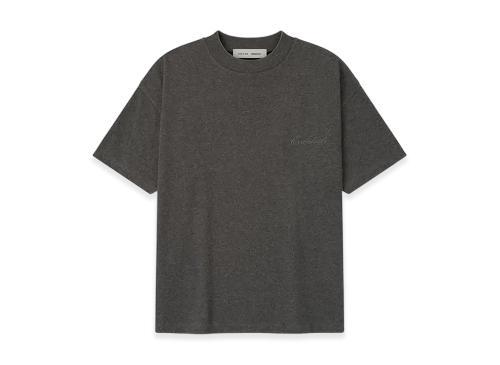 FEAR OF GOD ESSENTIALS Embroidered Classic Short Sleeve Tee "Charcoal Heather"
