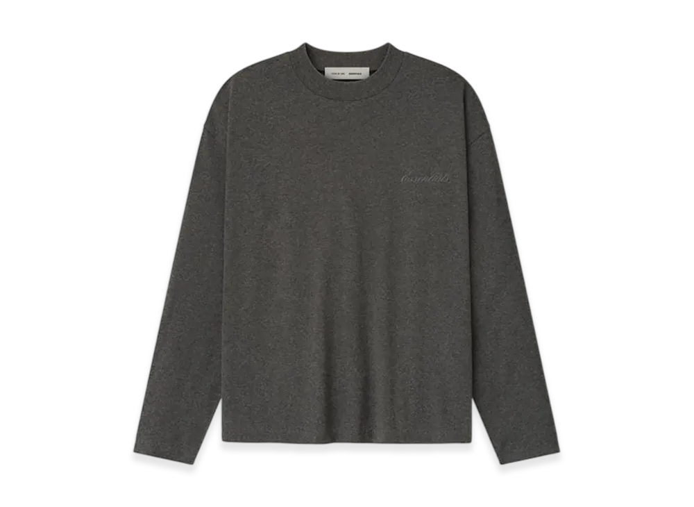 FEAR OF GOD ESSENTIALS Embroidered Classic Fit Long Sleeve "Charcoal Heather"