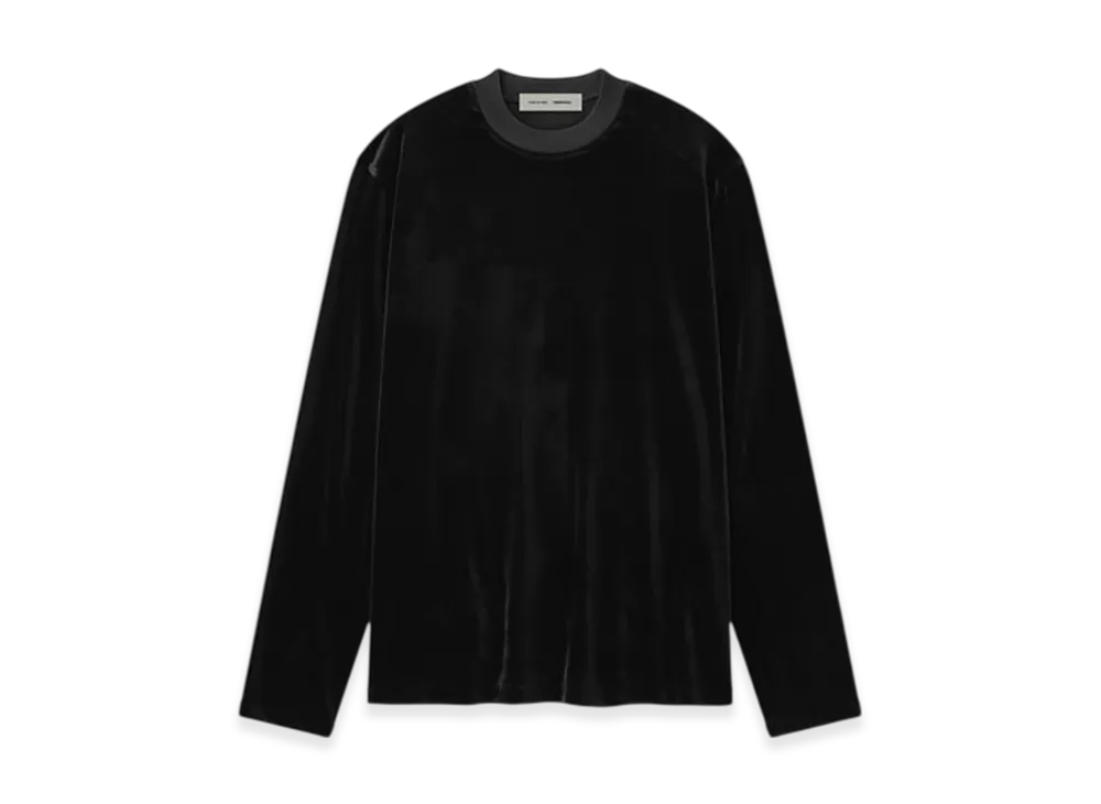FEAR OF GOD ESSENTIALS Women's Velour Classic Long Sleeve Tee "Vintage Black"