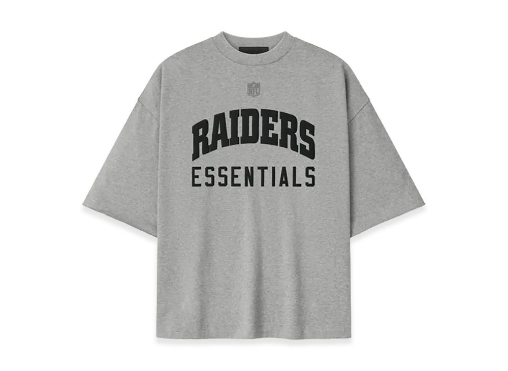 FEAR OF GOD ESSENTIALS Raiders 90s 3/4 Sleeve Football Tee "Concrete Heather"