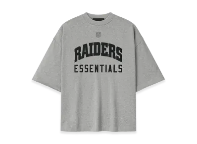 FEAR OF GOD ESSENTIALS Raiders 90s 3/4 Sleeve Football Tee "Concrete Heather"