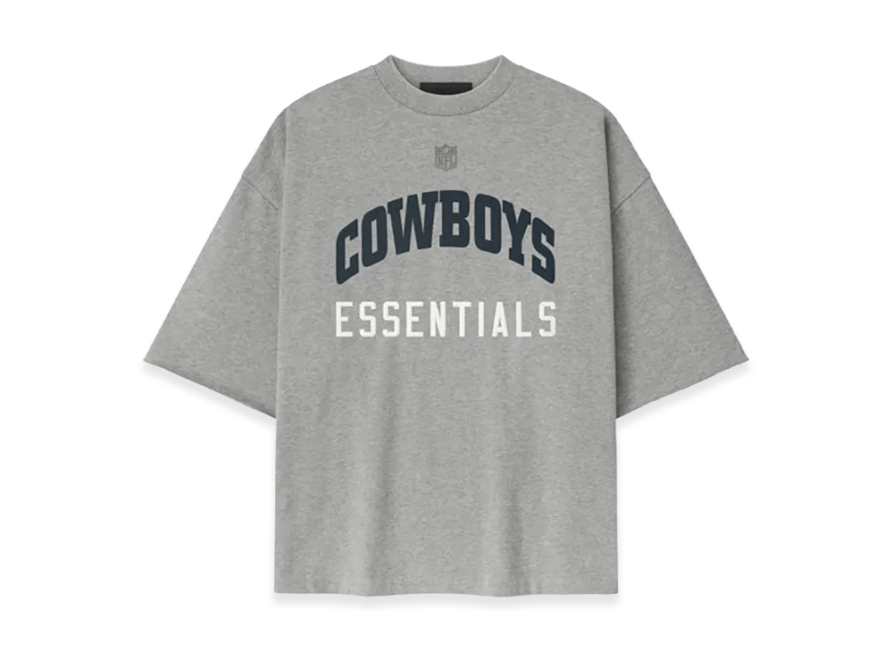 FEAR OF GOD ESSENTIALS Cowboys 90s 3/4 Sleeve Football Tee "Concrete Heather"