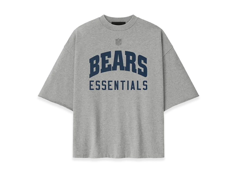 FEAR OF GOD ESSENTIALS Bears 90s 3/4 Sleeve Football Tee "Concrete Heather/Canyon"
