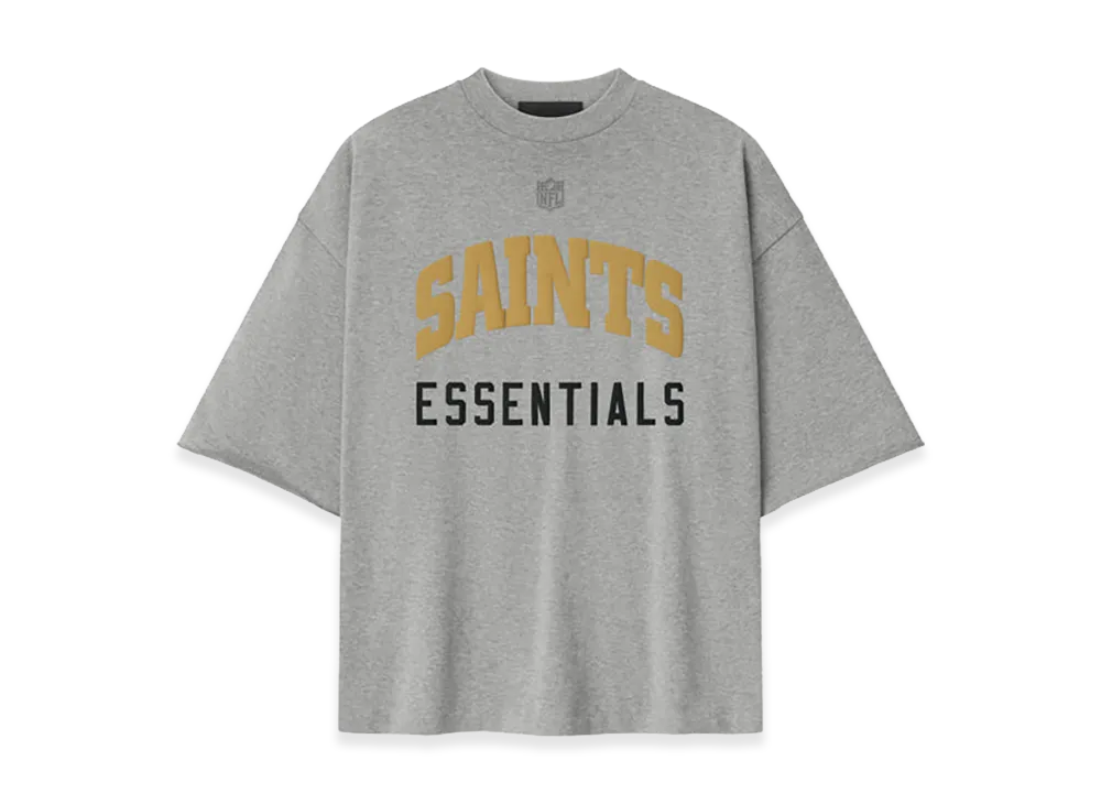 FEAR OF GOD ESSENTIALS Saints 90s 3/4 Sleeve Football Tee "Concrete Heather"