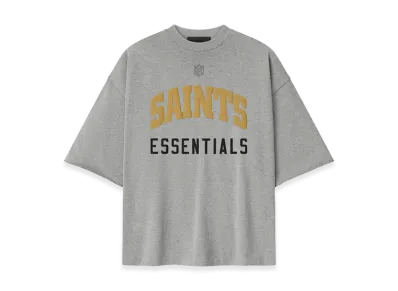 FEAR OF GOD ESSENTIALS Saints 90s 3/4 Sleeve Football Tee "Concrete Heather"