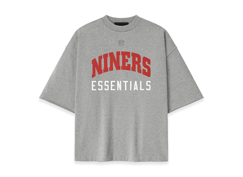 FEAR OF GOD ESSENTIALS Forty Niners 90s 3/4 Sleeve Football Tee "Concrete Heather"