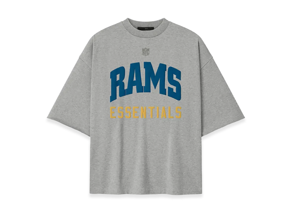 FEAR OF GOD ESSENTIALS Rams 90s 3/4 Sleeve Football Tee "Concrete Heather"