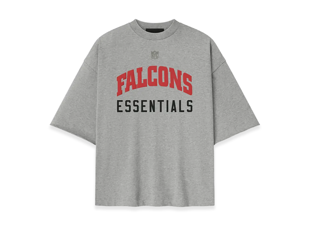 FEAR OF GOD ESSENTIALS Falcons 90s 3/4 Sleeve Football Tee "Concrete Heather"
