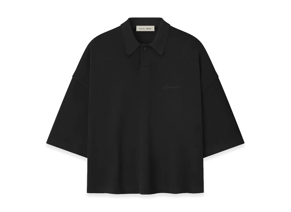 FEAR OF GOD ESSENTIALS Signature 90s Cropped Polo "Vintage Black"