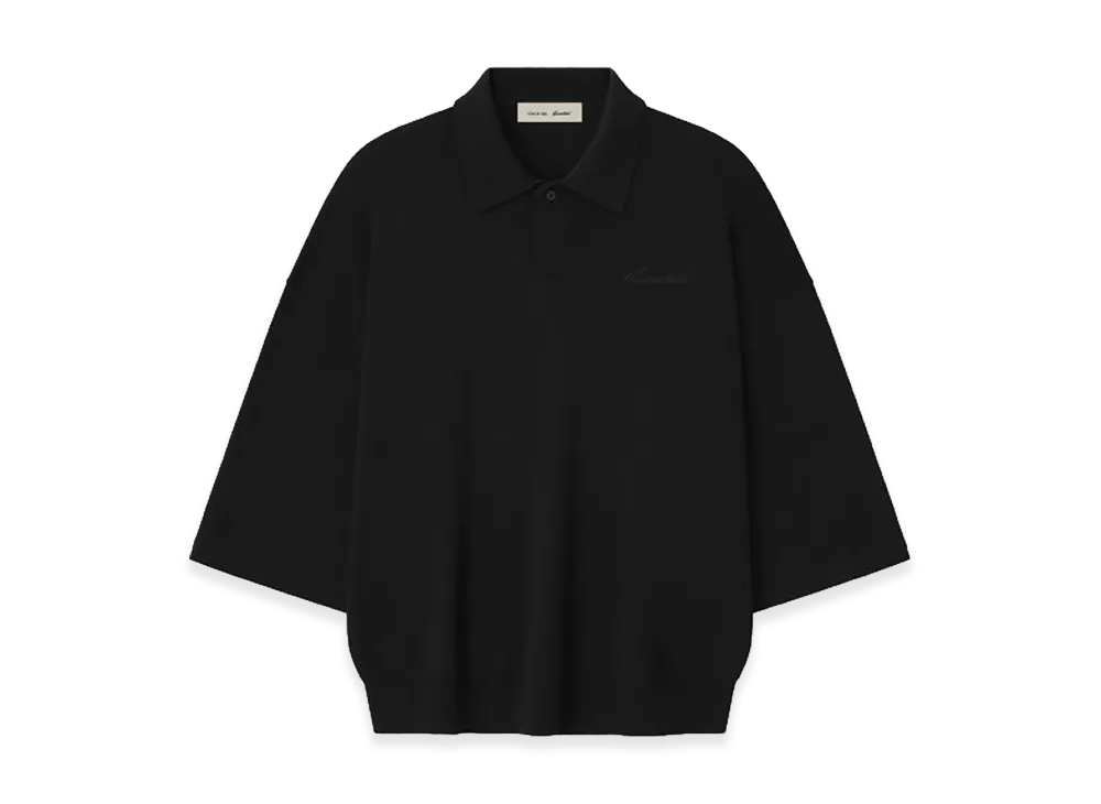 FEAR OF GOD ESSENTIALS Signature 3/4 Sleeve 90s Knit Polo "Vintage Black"