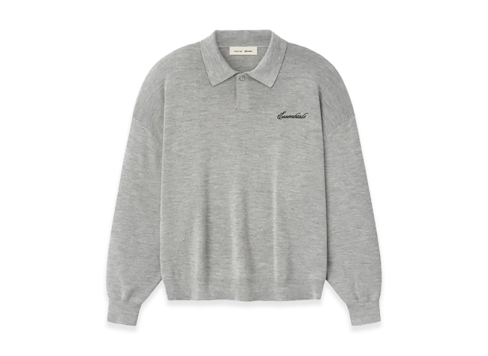 FEAR OF GOD ESSENTIALS Signature 90s Knit Polo "Concrete Heather"