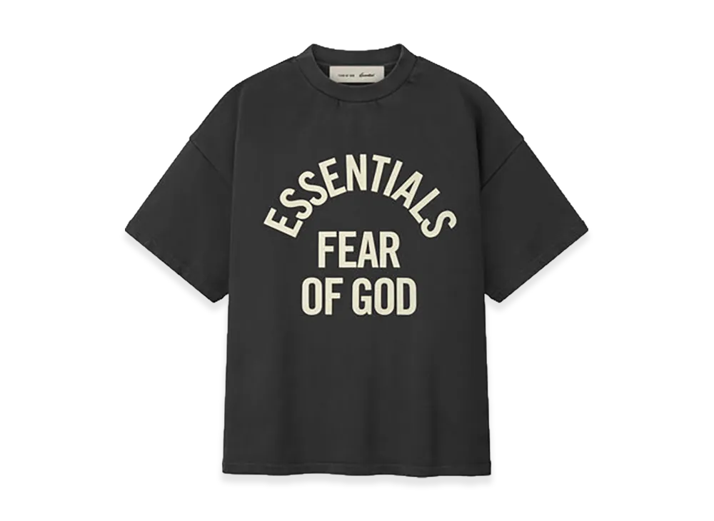 FEAR OF GOD ESSENTIALS Kids Campus 90s Short Sleeve Tee "Faded Black"