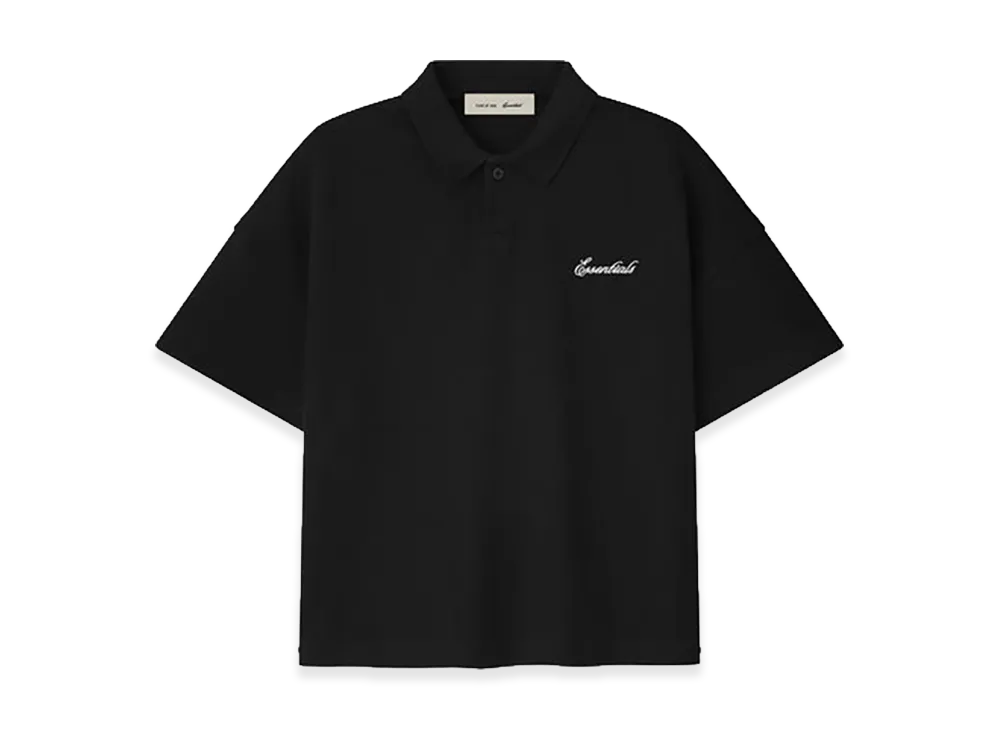 FEAR OF GOD ESSENTIALS Kids Signature Classic Short Sleeve Polo "Vintage Black"