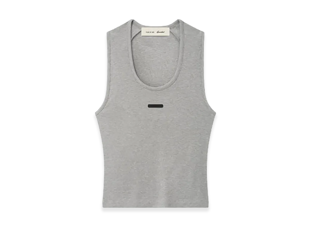 FEAR OF GOD ESSENTIALS Women's Rib Knit Fitted Tank "Concrete Heather"