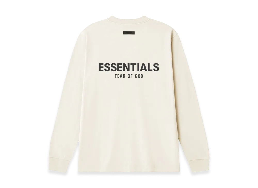 FEAR OF GOD ESSENTIALS Back Silicon Logo L/S T-Shirt "Cream"