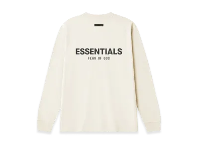 FEAR OF GOD ESSENTIALS Back Silicon Logo L/S T-Shirt "Cream"