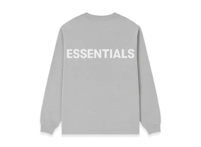 FEAR OF GOD ESSENTIALS Reflector Logo L/S T-Shirt "Snow Grey"