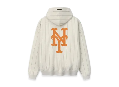 FEAR OF GOD x MLB Mets Sport Hoodie "Oatmeal Heather W Dark Sapphire Pinstripes"