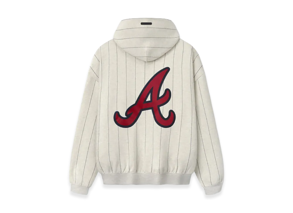 FEAR OF GOD x MLB Braves Sport Hoodie "Oatmeal Heather W Dark Sapphire Pinstripes"