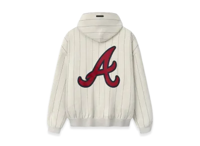 FEAR OF GOD x MLB Braves Sport Hoodie "Oatmeal Heather W Dark Sapphire Pinstripes"