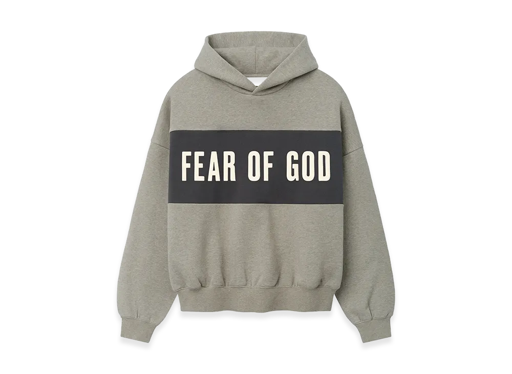FEAR OF GOD ESSENTIALS Cropped Relaxed Panelled Hoodie "Seal Heather/Iron Grey"