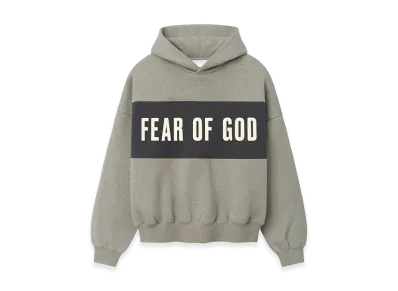 FEAR OF GOD ESSENTIALS Cropped Relaxed Panelled Hoodie "Seal Heather/Iron Grey"