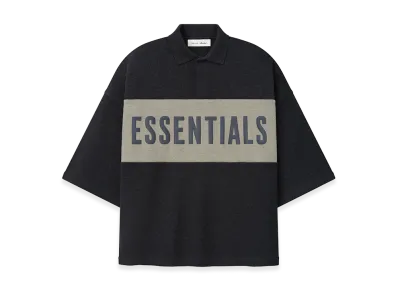 FEAR OF GOD ESSENTIALS Cropped Panelled Polo "Iron Grey Heather/Seal Heather"
