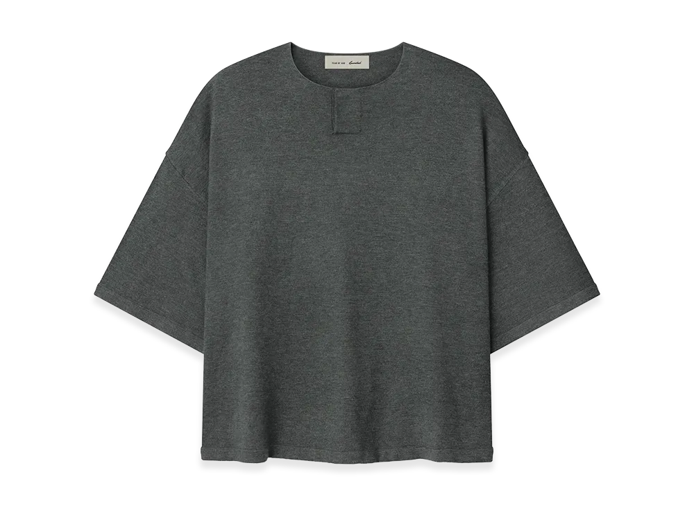 FEAR OF GOD ESSENTIALS Soft Knit Short Sleeve Henley "Iron Grey"