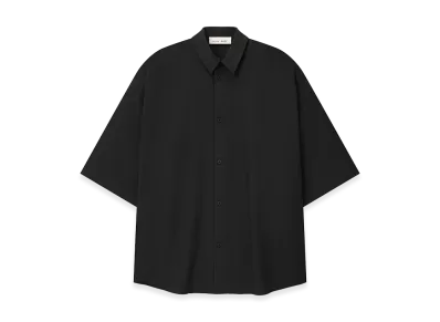 FEAR OF GOD ESSENTIALS Silk Blend 3/4 Sleeve Button Up Shirt "Vintage Black"