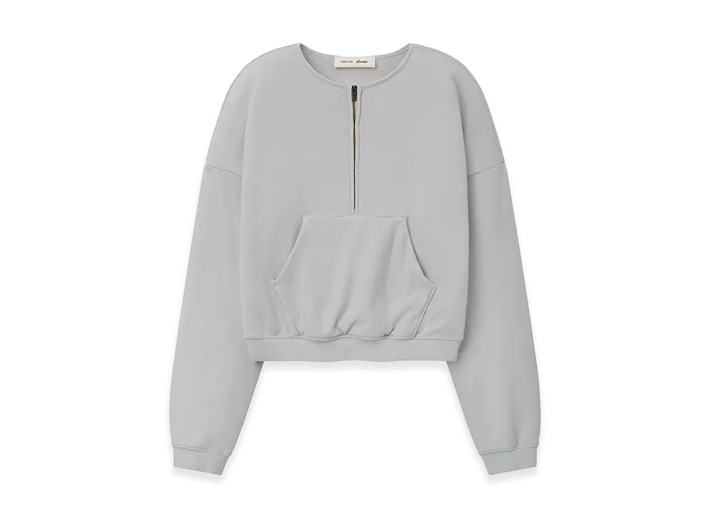 FEAR OF GOD ESSENTIALS Women's French Terry Relaxed Half Zip "Washed Overcast"