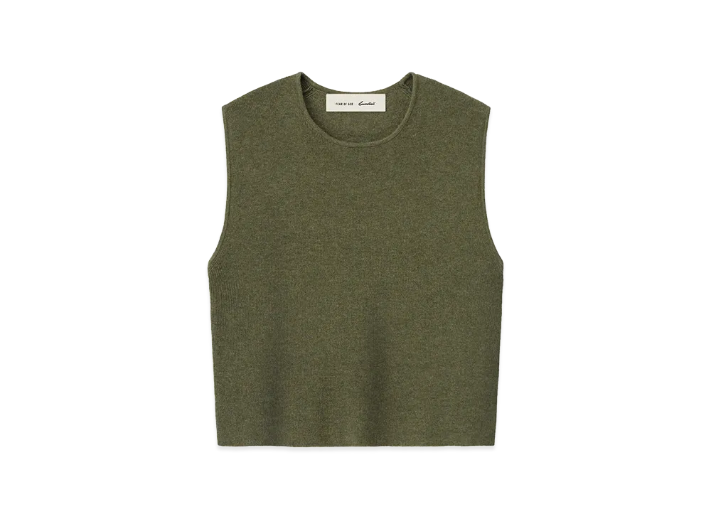 FEAR OF GOD ESSENTIALS Women's Rib Knit Crop Top "Moss"