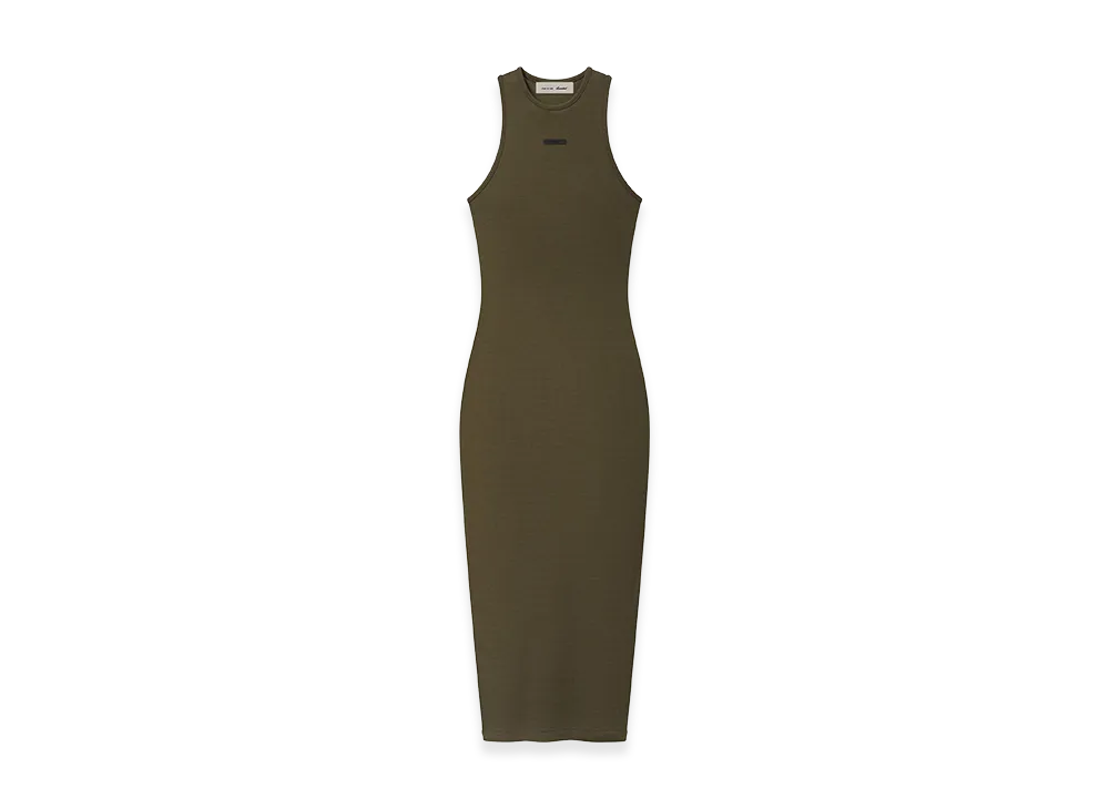 FEAR OF GOD ESSENTIALS Women's Soft Rib Racerback Dress "Moss"