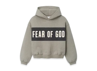 FEAR OF GOD ESSENTIALS Kids Cropped Relaxed Panelled Hoodie "Iron Grey Heather/Seal Heather"