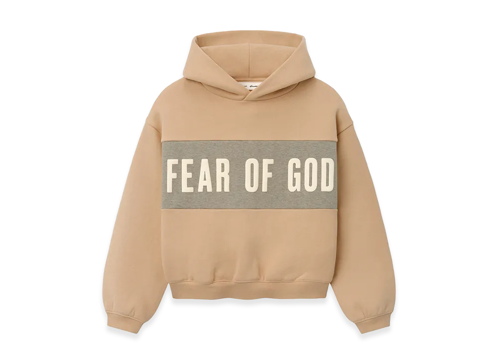 FEAR OF GOD ESSENTIALS Kids Cropped Relaxed Panelled Hoodie "Ginger/Seal Heather"