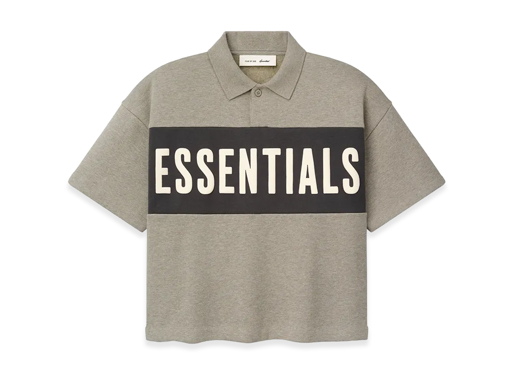 FEAR OF GOD ESSENTIALS Kids Cropped Polo "Seal Heather/Iron Grey"