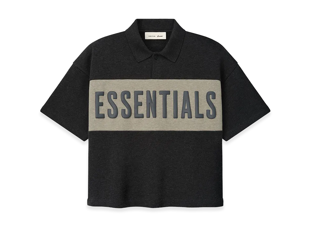 FEAR OF GOD ESSENTIALS Kids Cropped Polo "Iron Grey Heather/Seal Heather"
