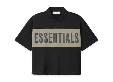 FEAR OF GOD ESSENTIALS Kids Cropped Polo "Iron Grey Heather/Seal Heather"