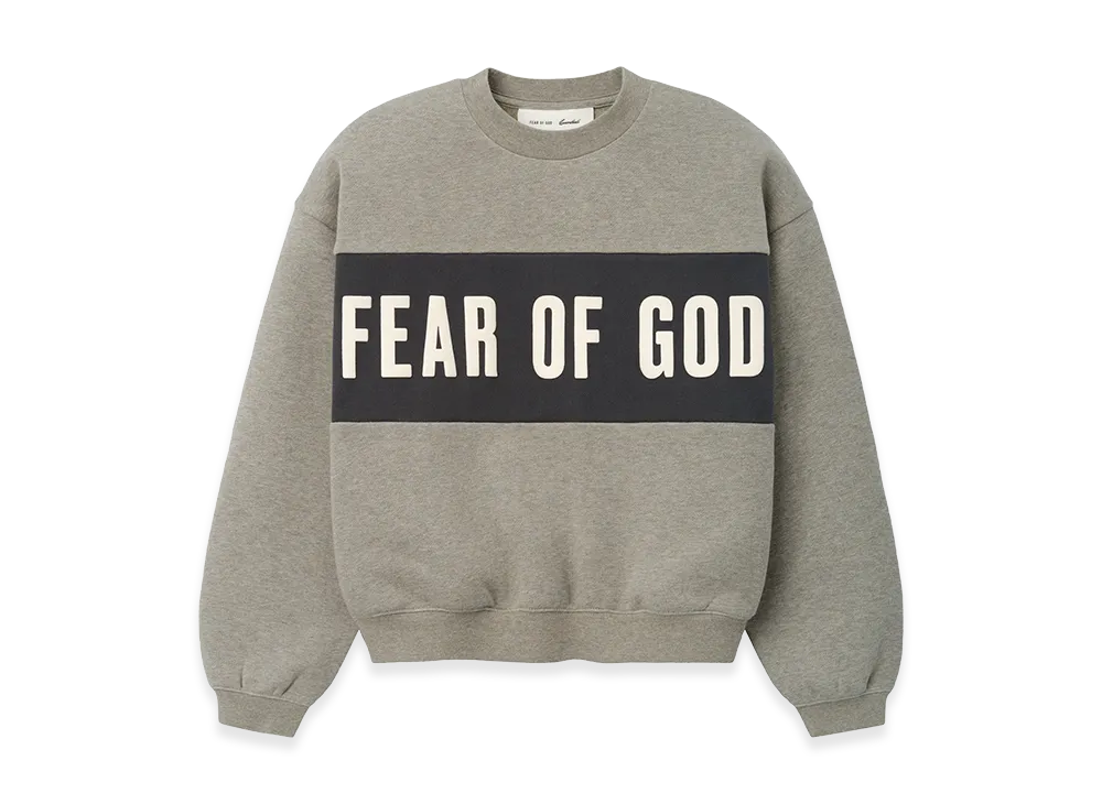 FEAR OF GOD ESSENTIALS Kids Cropped Relaxed Panelled Sweatshirt "Seal Heather/Iron Grey"