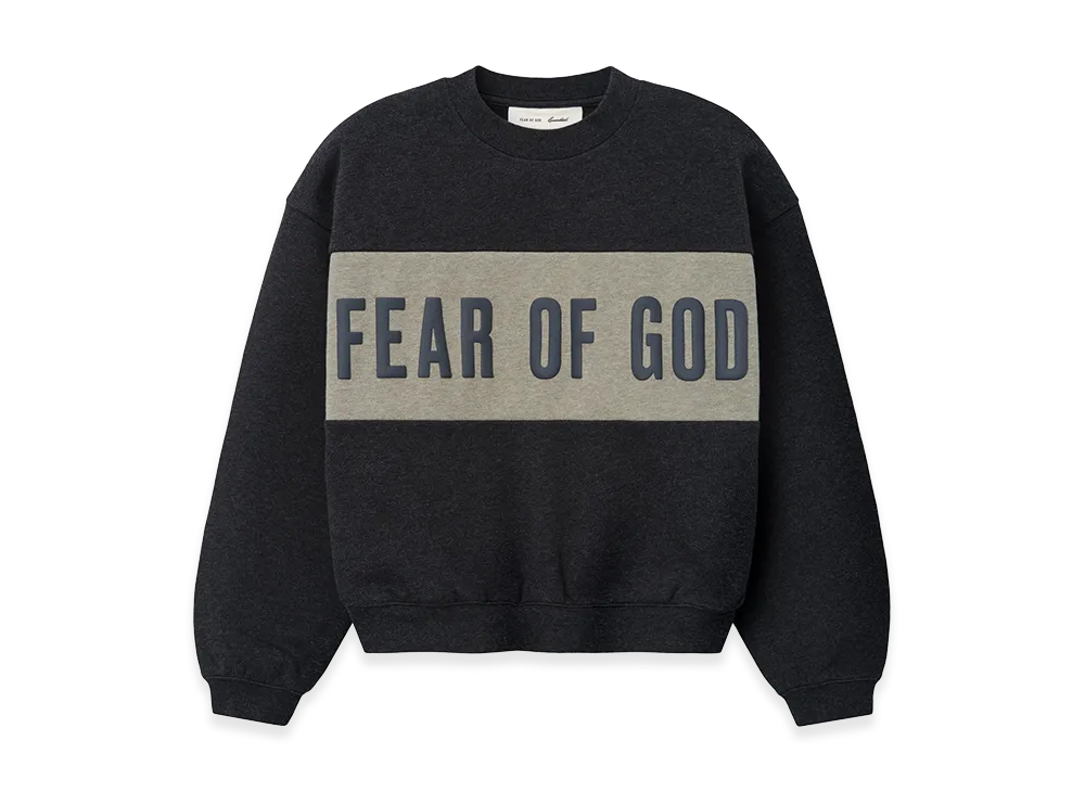 FEAR OF GOD ESSENTIALS Kids Cropped Relaxed Panelled Sweatshirt "Iron Grey Heather/Seal Heather"