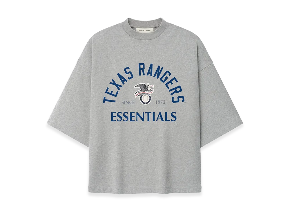 FEAR OF GOD ESSENTIALS Rangers American League Merch Tee "Concrete Heather"