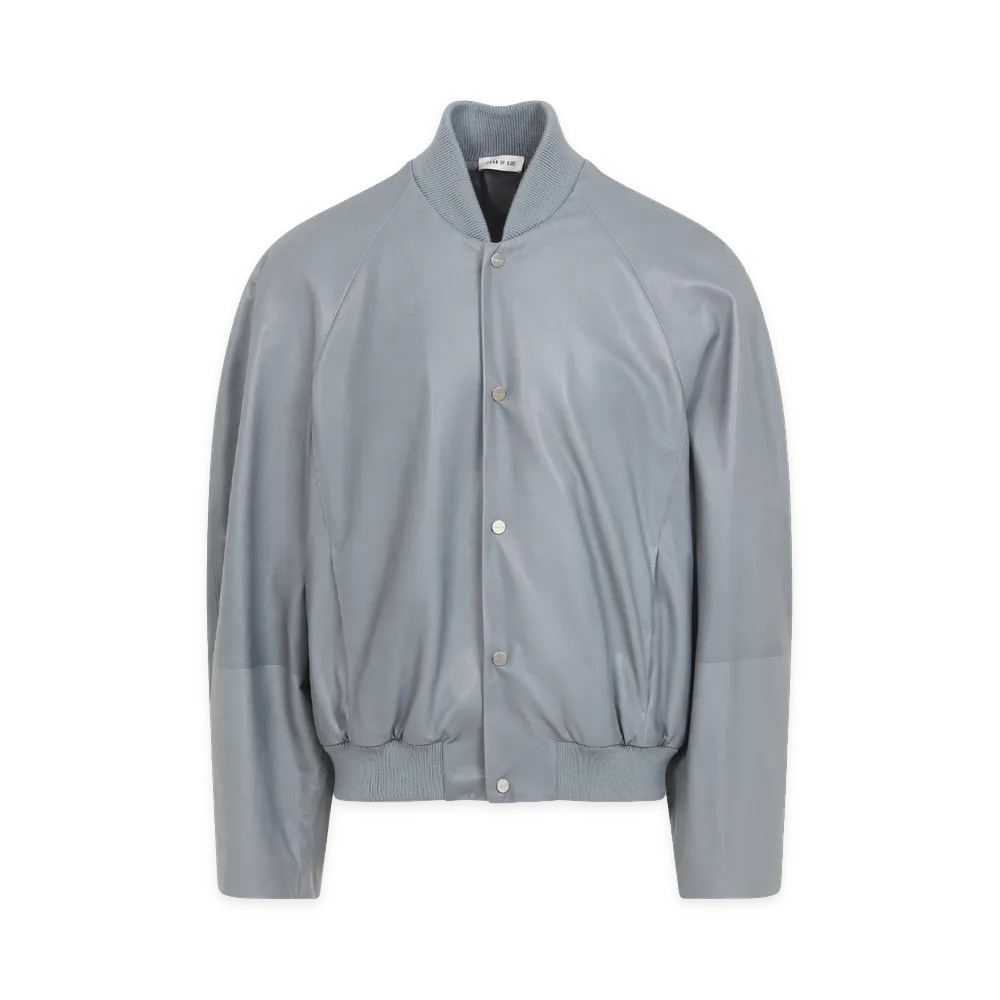 FEAR OF GOD Metallic Calfskin Raglan Bomber Jacket "Metallic Grey/Gray"
