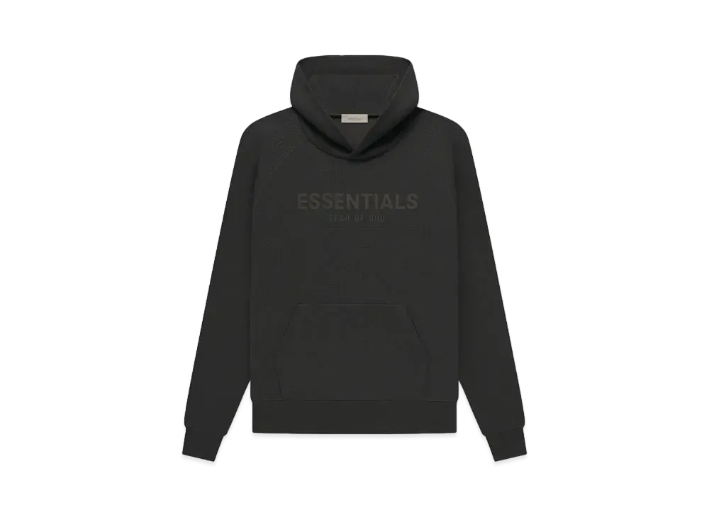 FEAR OF GOD ESSENTIALS Waffle Raglan Hoodie "Off Black"