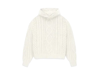 FEAR OF GOD ESSENTIALS Cable Knit Hoodie "Cloud Dancer"