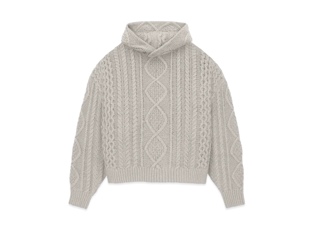 FEAR OF GOD ESSENTIALS Cable Knit Hoodie "Silver Cloud"