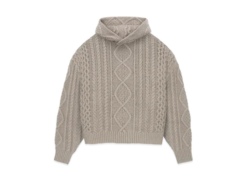 FEAR OF GOD ESSENTIALS Cable Knit Hoodie "Core Heather"