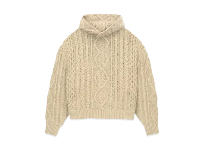 FEAR OF GOD ESSENTIALS Cable Knit Hoodie "Gold Heather"