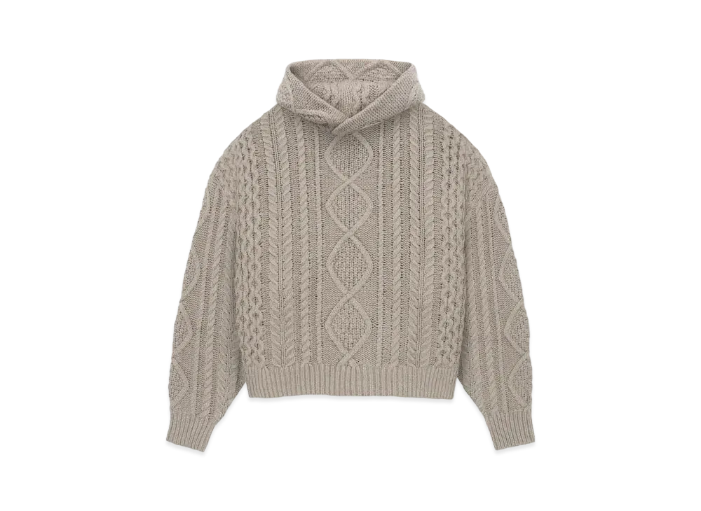 FEAR OF GOD ESSENTIALS Cable Knit Hoodie "Core Heather"