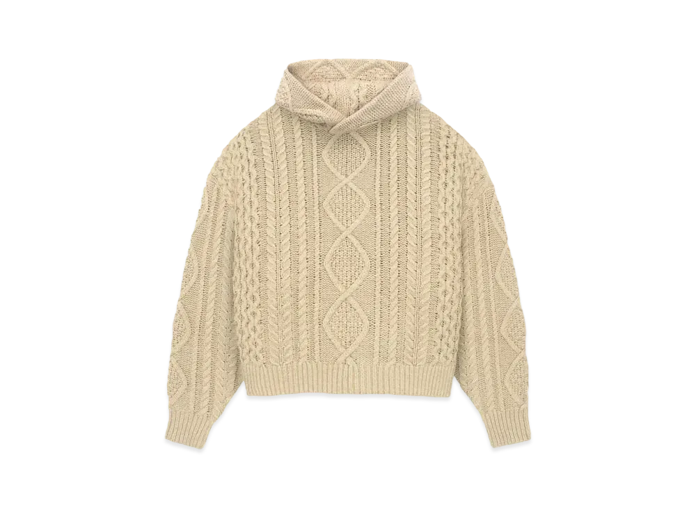 FEAR OF GOD ESSENTIALS Cable Knit Hoodie "Gold Heather"