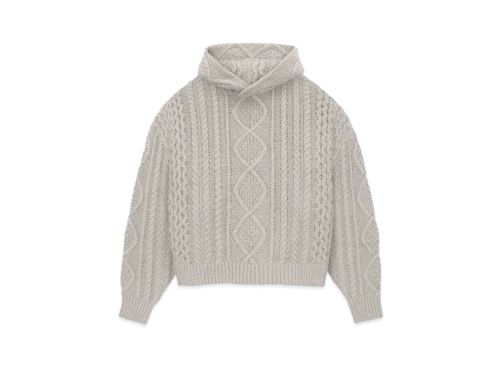 FEAR OF GOD ESSENTIALS Cable Knit Hoodie "Silver Cloud"