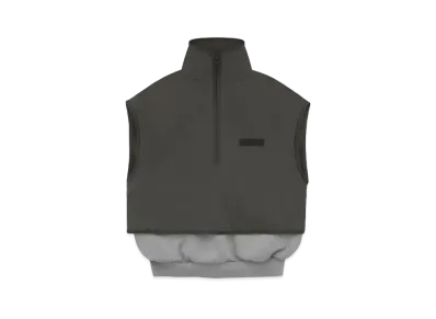 FEAR OF GOD ESSENTIALS Nylon Fleece Mockneck Vest "Dark Heather Oatmeal/ Ink"
